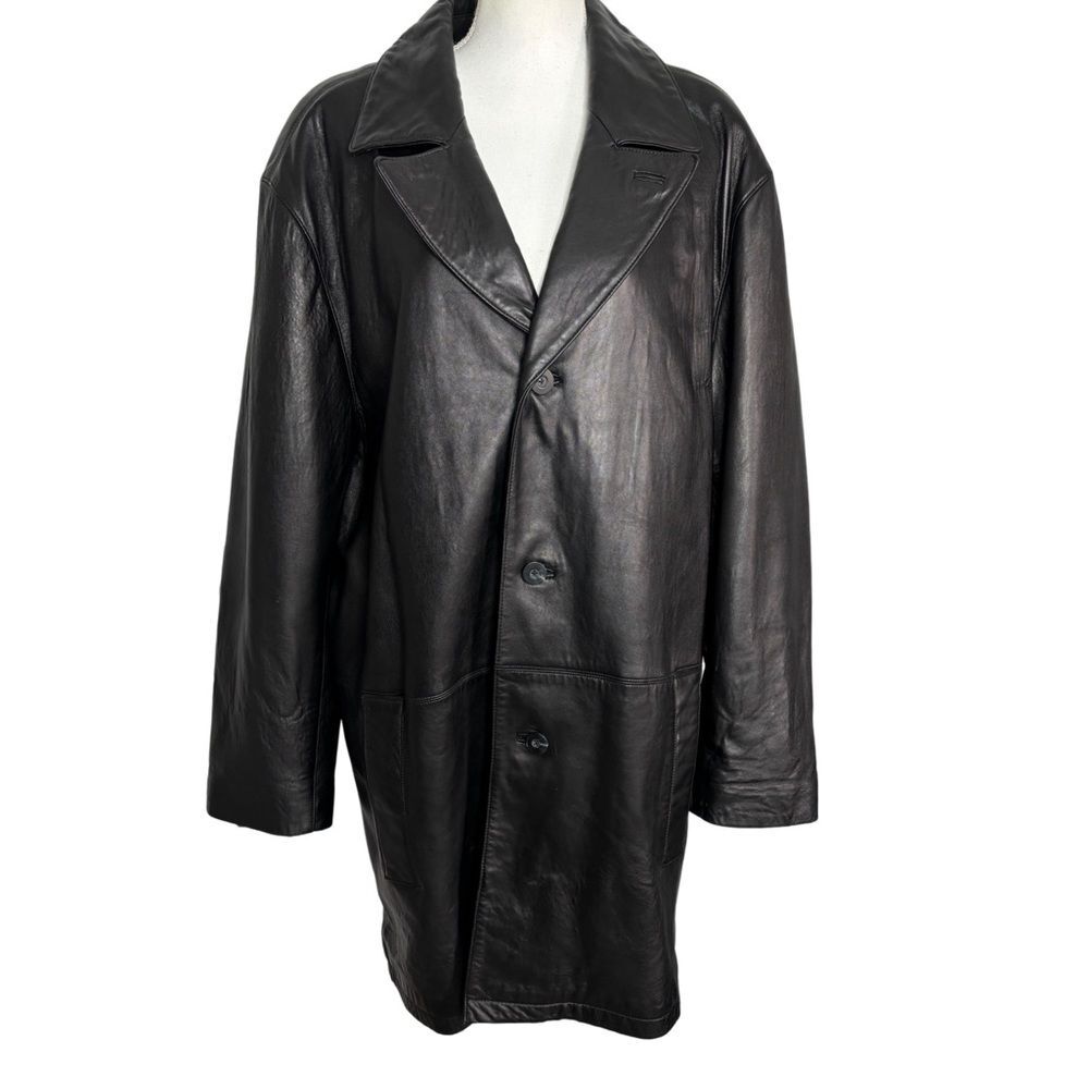 Brandini La Collezioni Unisex 3-Buttoned Lamb Leather Coat